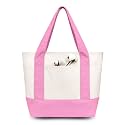 TOPDesign 6-Pack Small Canvas Tote Bags with an External Pocket, Reusable Bags, Top Zipper Closure, Daily Essentials (Pink/Natural)