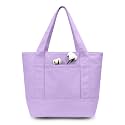 TOPDesign 1-Pack Small Canvas Tote Bag with an External Pocket, Reusable Bag, Top Zipper Closure, Daily Essentials (Lavender)