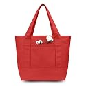 TOPDesign 1-Pack Small Canvas Tote Bag with an External Pocket, Reusable Bag, Top Zipper Closure, Daily Essentials (Red)