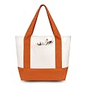 TOPDesign 1-Pack Small Canvas Tote Bag with an External Pocket, Reusable Bag, Top Zipper Closure, Daily Essentials (Orange/Natural)