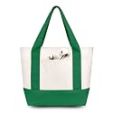 TOPDesign 12-Pack Small Canvas Tote Bags with an External Pocket, Reusable Bags, Top Zipper Closure, Daily Essentials (Green/Natural)