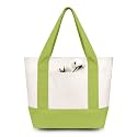 TOPDesign 12-Pack Small Canvas Tote Bags with an External Pocket, Reusable Bags, Top Zipper Closure, Daily Essentials (Light Green/Natural)