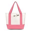 TOPDesign 12-Pack Small Canvas Tote Bags with an External Pocket, Reusable Bags, Top Zipper Closure, Daily Essentials (Rose Pink/Natural)