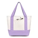 TOPDesign 3-Pack Small Canvas Tote Bags with an External Pocket, Reusable Bags, Top Zipper Closure, Daily Essentials (Lavender/Natural)