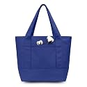 TOPDesign 6-Pack Small Canvas Tote Bags with an External Pocket, Reusable Bags, Top Zipper Closure, Daily Essentials (Blue)