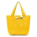 TOPDesign 1-Pack Small Canvas Tote Bag with an External Pocket, Reusable Bag, Top Zipper Closure, Daily Essentials (Yellow)