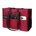 TOPDesign Utility Water Resistant Tote Bag with 13 Pockets, Zipper Closure