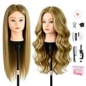 TopDirect 80% Mannequin Head Human Hair,26"Real Hair Cosmetology Mannequin Manikin Head Hair Braiding Hairdressing Practice Training Doll Head Styling with Clamp Holder and Tools(Ash Brown)