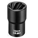 Topec 22mm Lug Nut Remover, Wheel Lock Removal Kit for Stripped Bolt &amp; Rounded Nut, 1/2" Drive