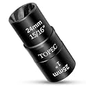 Topec 24mm x 25mm Flip Lug Nut Extractor, 1/2" Drive Lug Nut Removal Tool, 2-IN-1 Wheel Lock Remover Socket