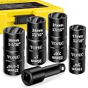 Topec Flip Lug Nut Removal Tool, 5 Piece Wheel Lock Removal Kit, 1/2" Drive Lug Nut Remover, 17-27mm Extractor Socket Set for Stripped, Rounded, Damaged Bolts