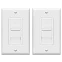 TOPGREENER 3-Speed Ceiling Fan Control Switch, Single Pole, 2.5A, White,2Pack
