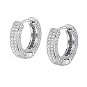 TOPGRILLZ Iced Out Hoop Earrings Cubic Zirconia Huggie Cartilage Cuff Hypoallergenic 14K Gold Plated Luxury Fashion Round Circle Earrings For Men Women