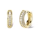 TOPGRILLZ Iced Out Hoop Earrings Cubic Zirconia Huggie Cartilage Cuff Hypoallergenic 14K Gold Plated Luxury Fashion Round Circle Earrings For Men Women