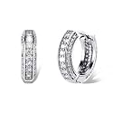 TOPGRILLZ Iced Out Hoop Earrings Cubic Zirconia Huggie Cartilage Cuff Hypoallergenic 14K Gold Plated Luxury Fashion Round Circle Earrings For Men Women