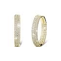 TOPGRILLZ Iced Out Hoop Earrings Cubic Zirconia Huggie Cartilage Cuff Hypoallergenic 14K Gold Plated Luxury Fashion Round Circle Earrings For Men Women