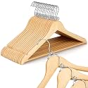 Topia Hanger Space Saving Cascading Wooden Hangers 30 Pack, Coat Hanger with 360° Swivel Loop Hook, Non Slip Pants Bar and Shoulder Notches for Camisole, Jacket, Suit, Clothes Hangers -CT74N30