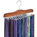 TOPIA HANGER Tie Rack Hanger for Closet, Wooden Tie Organizer for Men with 24 Folding Hooks, Space Saving Necktie Holder for Storage and Display Bra, Tank Top, Camisole (1-Pack), Walnut- CT14WA