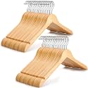 TOPIA HANGER Wooden Hangers 48 Pack, 0.28-inch Slim & Durable Clothes Hangers Space Saving, Natural Wood Hanger with 360°Swivel Hook and Non-Slip Shoulder Notches for Coat,Shirt,Camisole,DressCT51N48