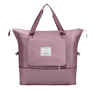 nylon 40 cms imported foldable travel duffle shoulder tote bag for women expandable lightweight waterproof carry weekender overnight luggage bag pink