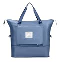 Nylon 40 Cms Imported Foldable Travel Duffle Shoulder Tote Bag for Women, Expandable Lightweight Waterproof Carry Weekender Overnight Luggage Bag (Blue)