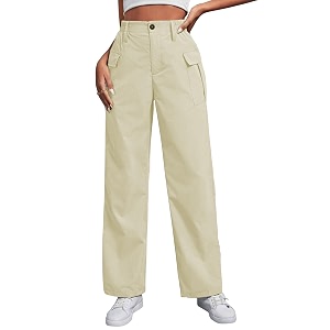 TOPLOT Cotton Solid Multi-Pocket Cargo Pant for