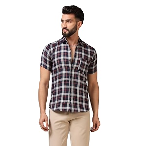 TOPLOT Mens Regular Fit Casual Shirt Checks