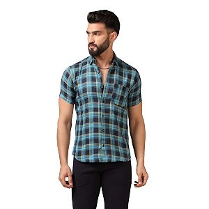 TOPLOT Mens Regular Fit Casual Shirt Checks