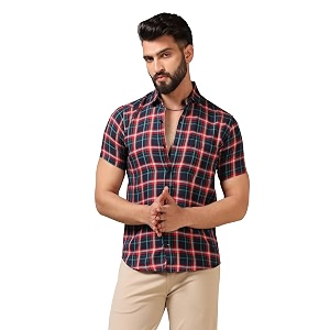 TOPLOT Mens Regular Fit Casual Shirt Checks