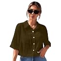 TOPLOT V-Collar Solid Crop Shirt for Women with Half Sleeves, Polyester, Regular Fit