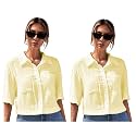 TOPLOT V-Collar Solid Crop Shirt for Women with Half Sleeves, Polyester, Regular Fit
