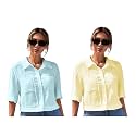 TOPLOT V-Collar Solid Crop Shirt for Women with Half Sleeves, Polyester, Regular Fit