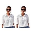 TOPLOT V-Collar Solid Crop Shirt for Women with Half Sleeves, Polyester, Regular Fit
