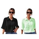 TOPLOT V-Collar Solid Crop Shirt for Women with Half Sleeves, Polyester, Regular Fit