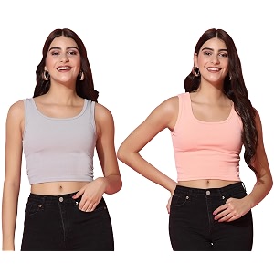 TOPLOT Womens Solid Ribbed Round Neck Sleeveless