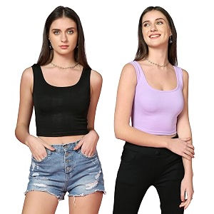 TOPLOT Womens Solid Ribbed Round Neck Sleeveless