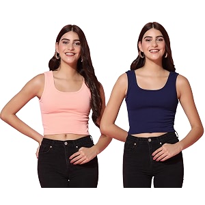 TOPLOT Womens Solid Ribbed Round Neck Sleeveless
