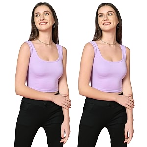 TOPLOT Womens Solid Ribbed Round Neck Sleeveless