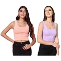 TOPLOT Women39s Solid Ribbed Round Neck Sleeveless