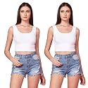 TOPLOT Women39s Solid Ribbed Round Neck Sleeveless
