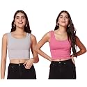 TOPLOT Women39s Solid Ribbed Round Neck Sleeveless