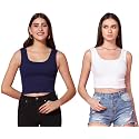 TOPLOT Women39s Solid Ribbed Round Neck Sleeveless