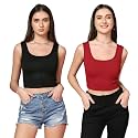TOPLOT Women39s Solid Ribbed Round Neck Sleeveless