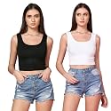 TOPLOT Women39s Solid Ribbed Round Neck Sleeveless
