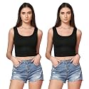 TOPLOT Women39s Solid Ribbed Round Neck Sleeveless
