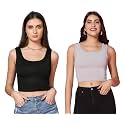 TOPLOT Women39s Solid Ribbed Round Neck Sleeveless