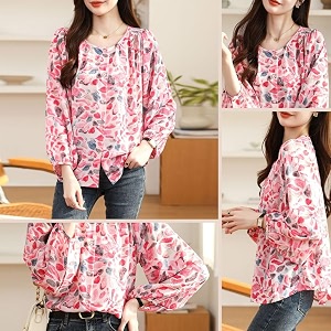 TOPLOT Womens Shirt Top Elegant Floral