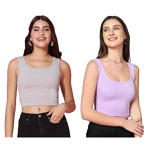 TOPLOT Womens Solid Ribbed Round Neck Sleeveless