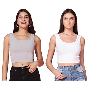 TOPLOT Womens Solid Ribbed Round Neck Sleeveless