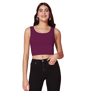 TOPLOT Womens Solid Ribbed Round Neck Sleeveless
